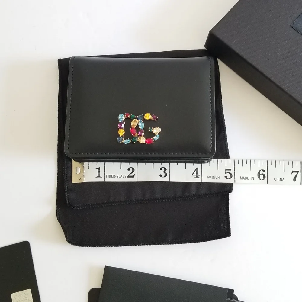 Dolce & Gabbana Multicolor Stone DG Bi-Fold Leather Wallet Black